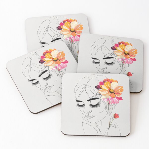 Item preview, Single Line Woman With Flowers designed and sold by 5minArtStudio.