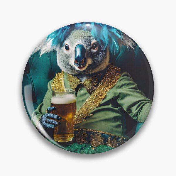 Item preview, Bho Koala with beer on a velvet armchair designed and sold by Jeepbabes.