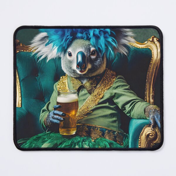 Item preview, Bho Koala with beer on a velvet armchair designed and sold by Jeepbabes.