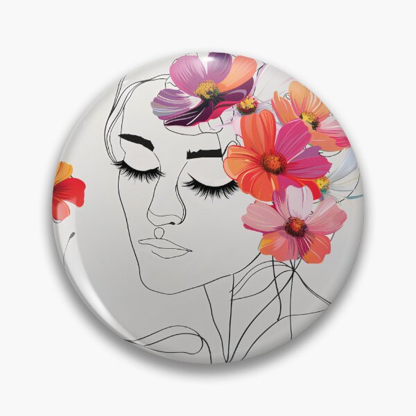Item preview, Single Line Woman With Flowers designed and sold by 5minArtStudio.