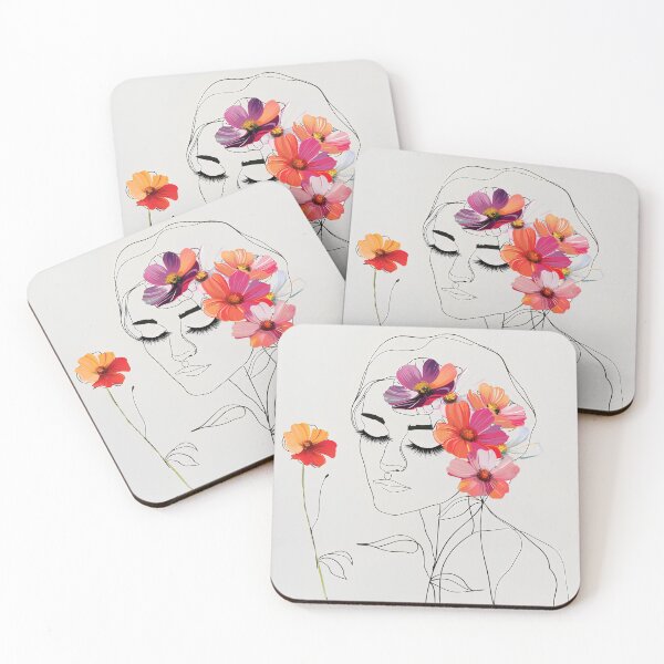 Item preview, Single Line Woman With Flowers designed and sold by 5minArtStudio.