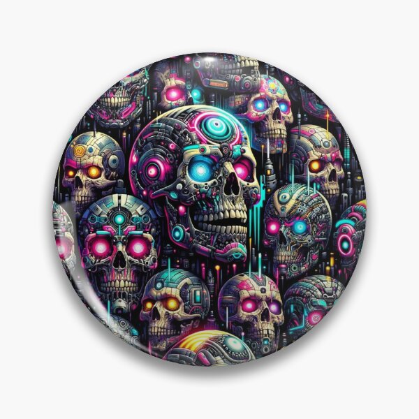 Item preview, Cyberpunk Skulls Print Pattern designed and sold by PinUpPizzazz.