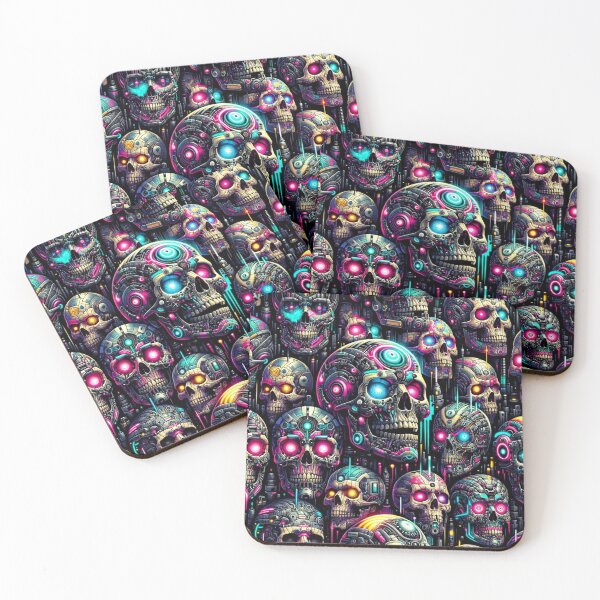 Item preview, Cyberpunk Skulls Print Pattern designed and sold by PinUpPizzazz.
