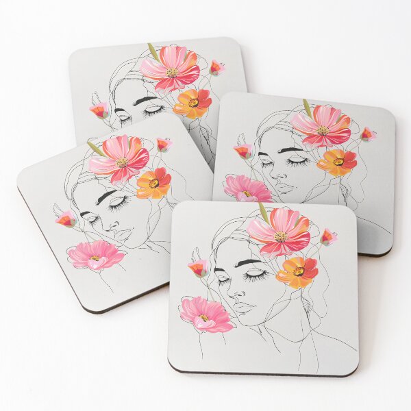 Item preview, Single Line Woman With Flowers designed and sold by 5minArtStudio.