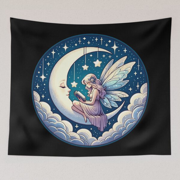 Item preview, Reading addiction. Reading Is Magical, Moonlit Fairy Reading Enchanted Tale art. designed and sold by Unitepeople.