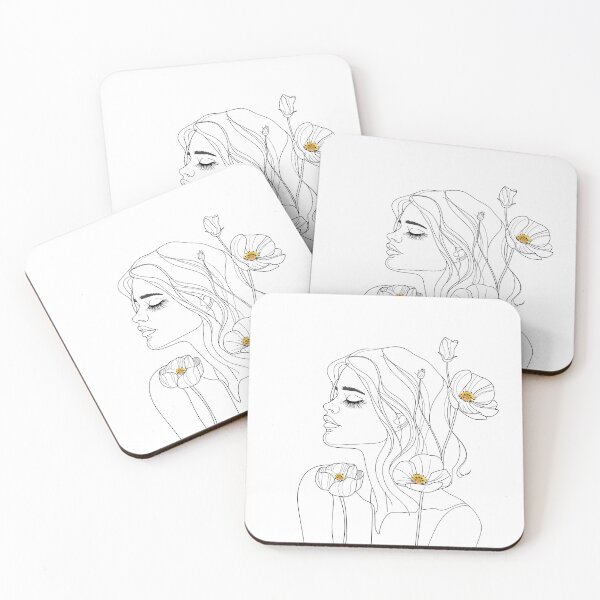 Item preview, Single Line Woman With Flowers designed and sold by 5minArtStudio.