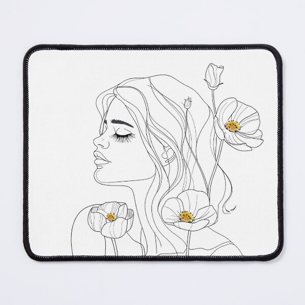 Item preview, Single Line Woman With Flowers designed and sold by 5minArtStudio.