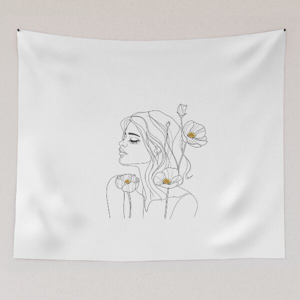 Item preview, Single Line Woman With Flowers designed and sold by 5minArtStudio.