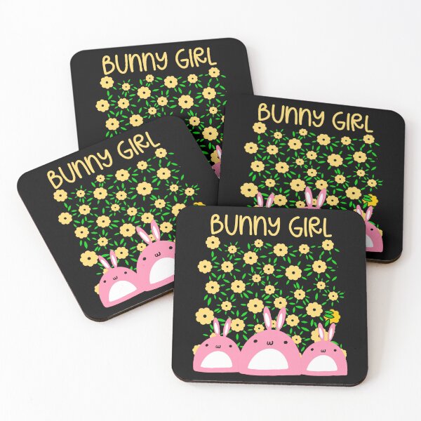 Item preview, Bunny Girl Kawaii Pink Bunnies and Daisies designed and sold by Renata Illustrata.