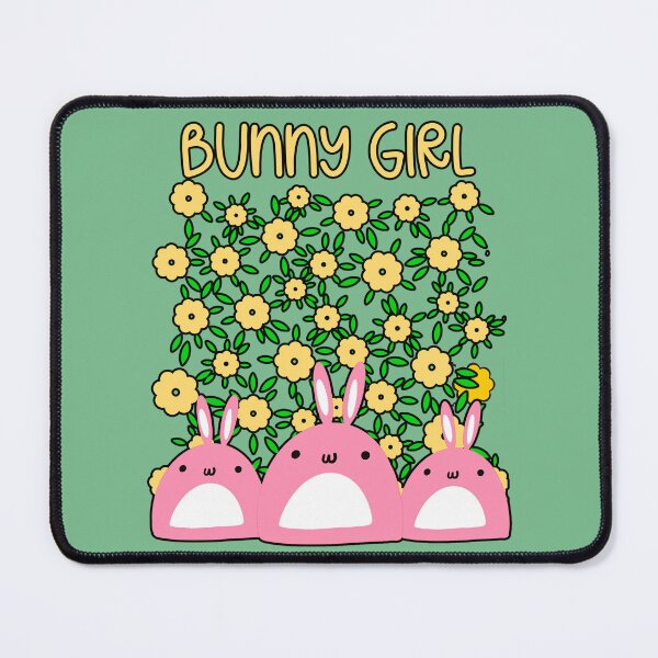 Item preview, Bunny Girl Kawaii Pink Bunnies and Daisies designed and sold by Renata Illustrata.