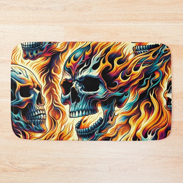 Item preview, Flaming Skulls Pattern Print designed and sold by PinUpPizzazz.