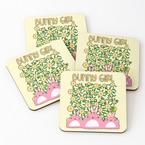 Item preview, Bunny Girl Kawaii Pink Bunnies and Daisies designed and sold by Renata Illustrata.