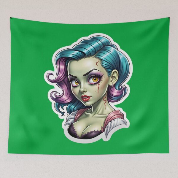 Aperçu de l'œuvre Cute Vintage Anime Zombie Pinup Girl créée et vendue par TheArtOfPat.