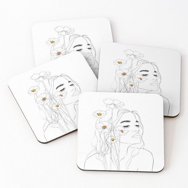 Item preview, Single Line Woman With Flowers designed and sold by 5minArtStudio.