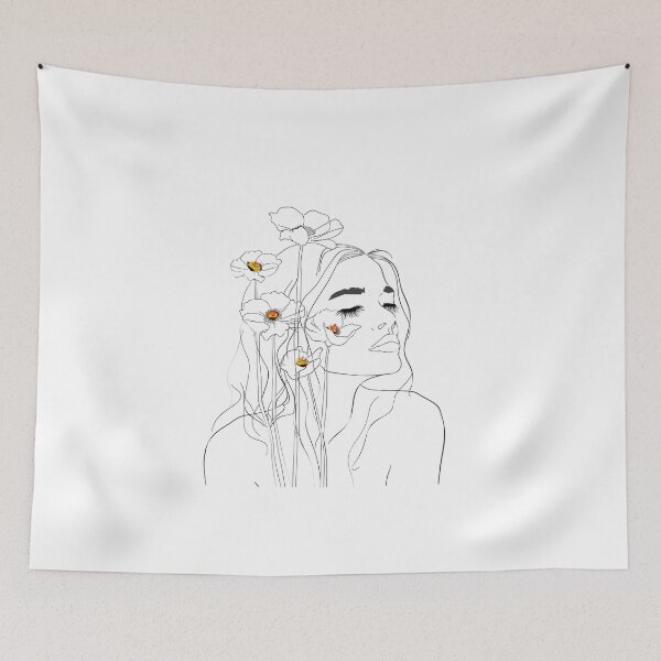 Item preview, Single Line Woman With Flowers designed and sold by 5minArtStudio.