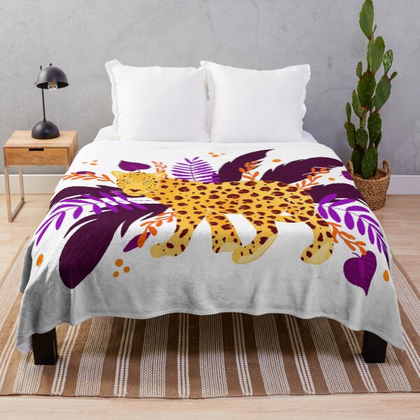 Item preview, Leopard in the jungle - purple and yellow designed and sold by Home Cyn Home.
