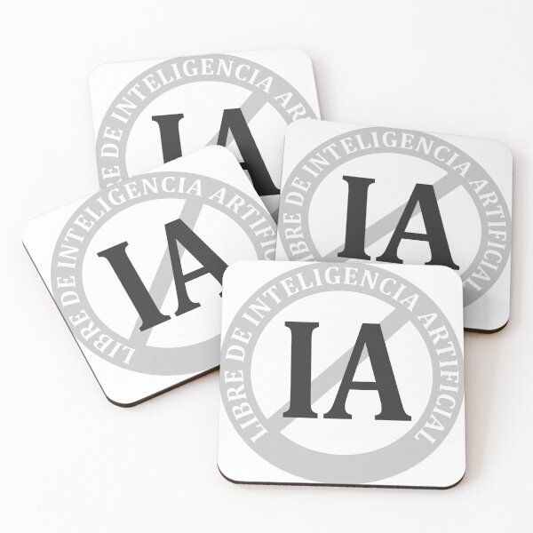 Item preview, Sello de Libre de Inteligencia Artificial gris designed and sold by Tiendaplanista.