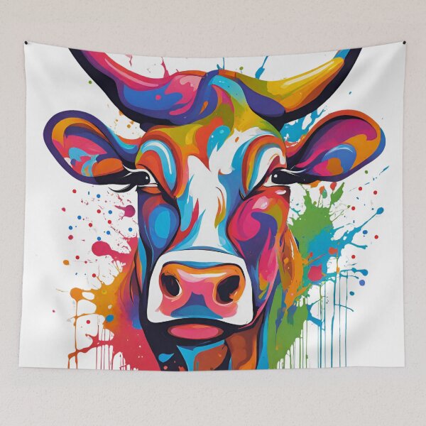 Item preview, Cow Portrait Funny European Colorful Abstract Art designed and sold by Modern-Tropical.