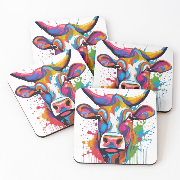 Item preview, Cow Portrait Funny European Colorful Abstract Art designed and sold by Modern-Tropical.