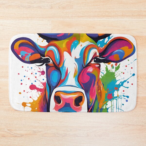 Item preview, Cow Portrait Funny European Colorful Abstract Art designed and sold by Modern-Tropical.