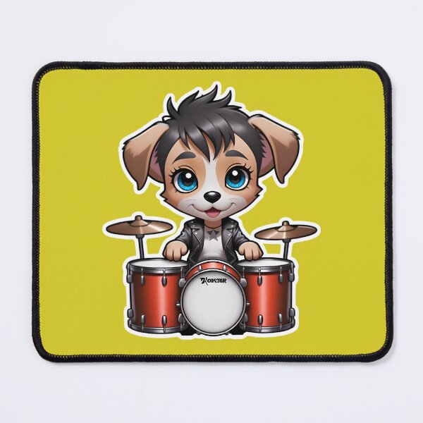 Item preview, Cute Rockstar Puppy Dog With A Drumset designed and sold by TheArtOfPat.