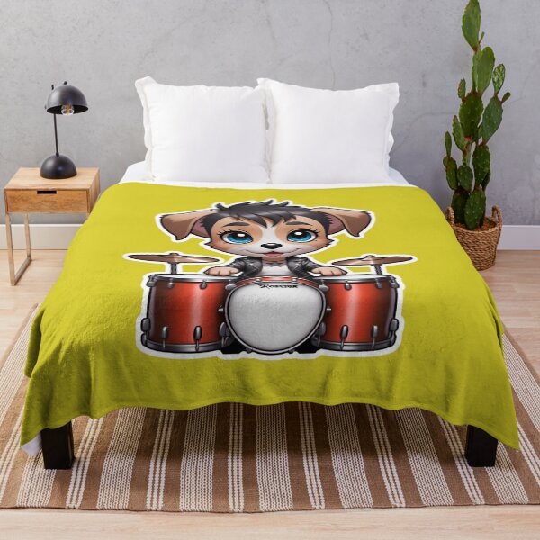 Item preview, Cute Rockstar Puppy Dog With A Drumset designed and sold by TheArtOfPat.