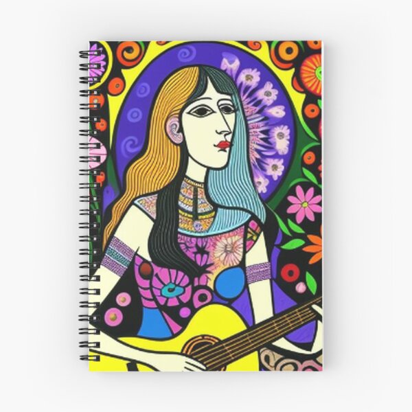 Artikelvorschau, Klassisches Vintage-Blumen-Hippie-Mädchen und Akustikgitarre entworfen und verkauft von TheDarkWardrobe.