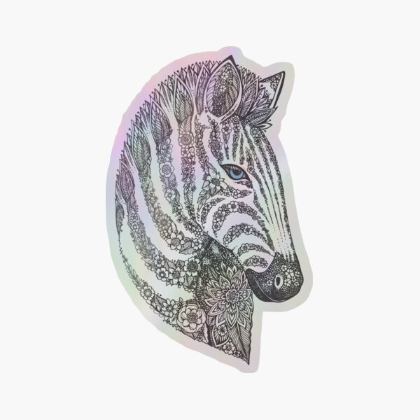Zebra with Blue Eyes in Zentangle Design