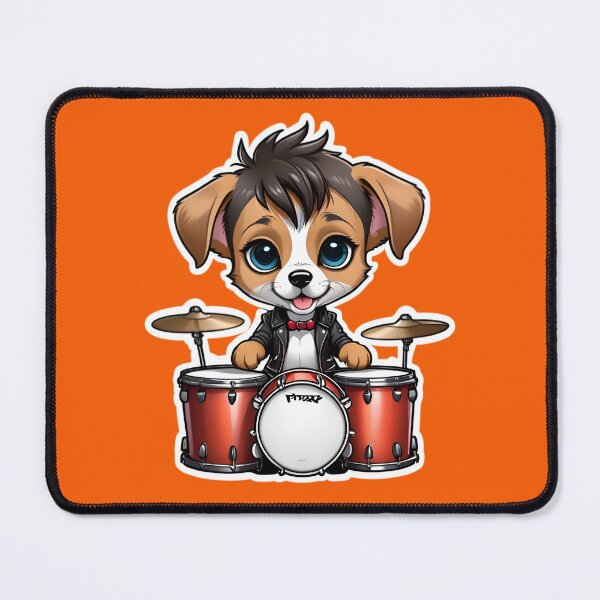 Item preview, Cute Rockstar Puppy Dog With A Drumset designed and sold by TheArtOfPat.