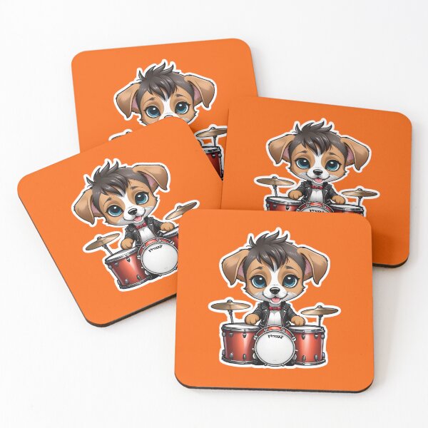 Item preview, Cute Rockstar Puppy Dog With A Drumset designed and sold by TheArtOfPat.
