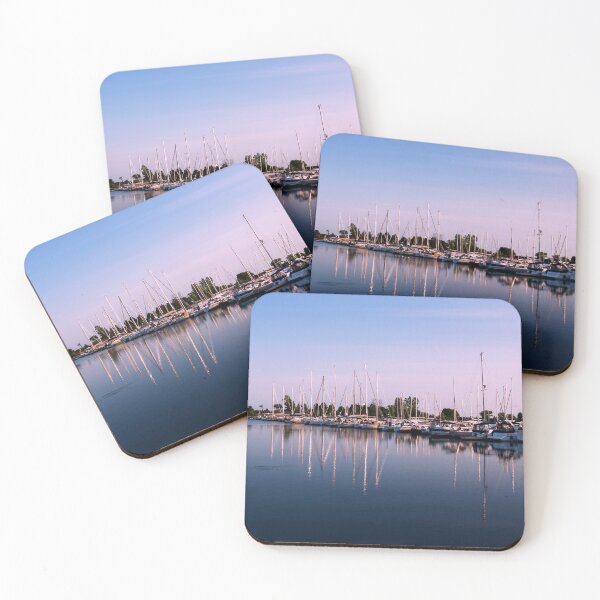 Item preview, Line Up of Boats Reflecting in the Water at Sunset designed and sold by jrtwynam.