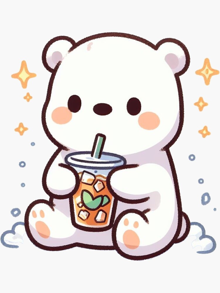 Polar Bear Drinking Soda | Vinyl Sticker Polar Bear Drinking Soda | Vinyl Sticker