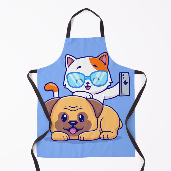 Item preview, "Tech-Savvy Selfie: Cute Pug Dog and Cat Snap a Pic with Phone" designed and sold by hjian8219.