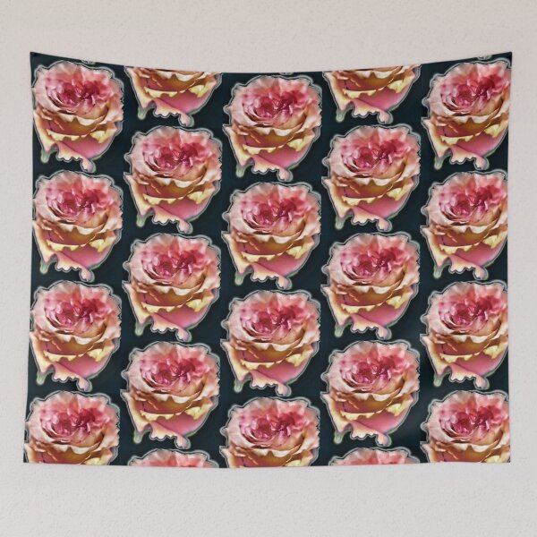 Item preview, pink gold rose with aura light border isolated on a black background designed and sold by pipikijung.