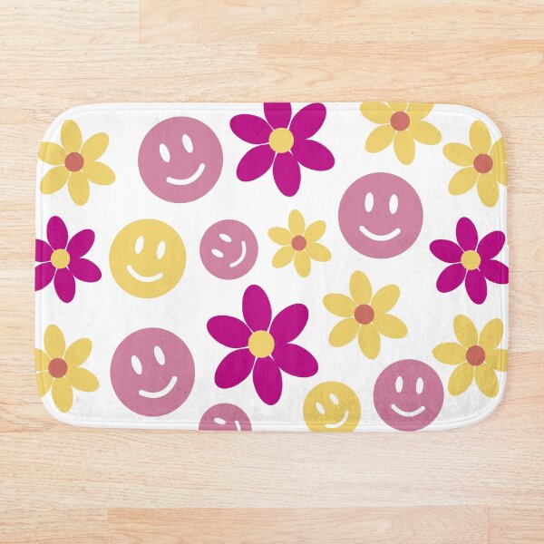 Item preview, Hand drawn flat design flowers and smiling faces illustration. Floral pattern design designed and sold by Denisse diseno.