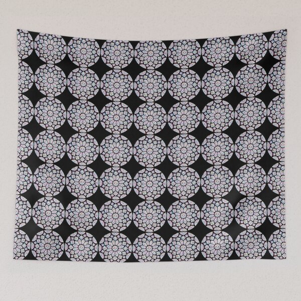 Item preview, Abstract Pastels on Black Lace Round Stained Glass Window Design designed and sold by kattakitty.