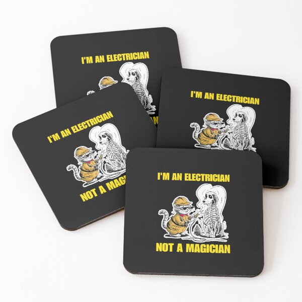 Item preview, I'm An Electrician not a Magician - funny cat and dog (yellow text) designed and sold by Micjr.