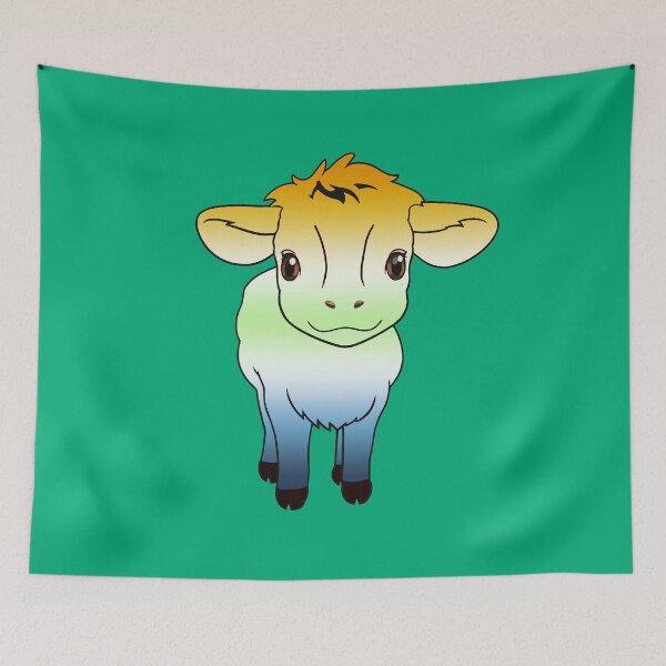 Item preview, Cute AroAce Agender Pride Flag Cow, Kawaii AroAce Agender Pride Design designed and sold by Travelslightly.