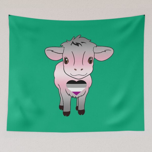 Item preview, Cute Asexual Demigirl Pride Flag Cow, Kawaii Ace Demigirl Pride Design designed and sold by Travelslightly.