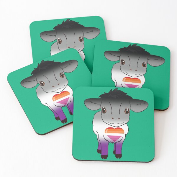 Item preview, Cute Asexual Lesbian Pride Flag Cow, Kawaii Ace Lesbian Pride Design designed and sold by Travelslightly.