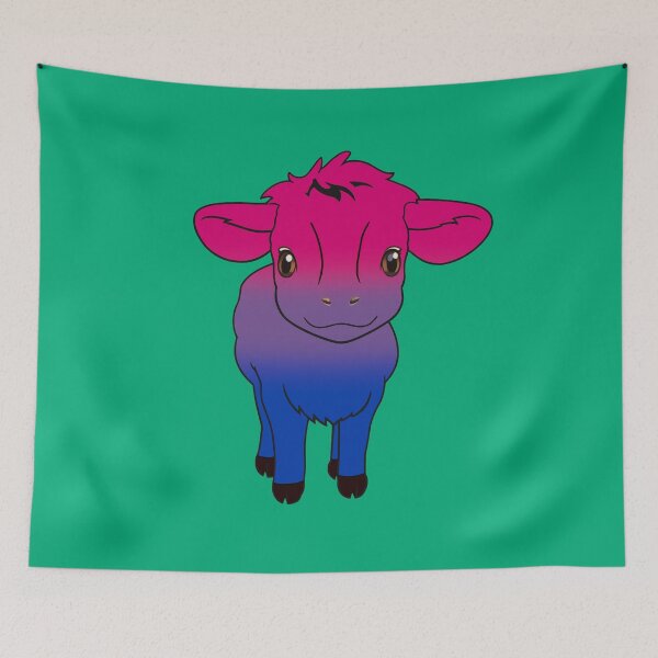 Item preview, Cute Bisexual Pride Flag Cow, Kawaii Bi Pride Design designed and sold by Travelslightly.