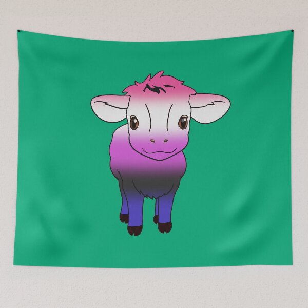 Item preview, Cute Genderfluid Pride Flag Cow, Kawaii Genderfluid Pride Design designed and sold by Travelslightly.