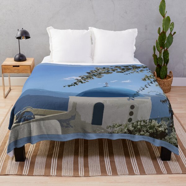 Item preview, Santorini View Blue Domed Rooftop designed and sold by NixPostcards.