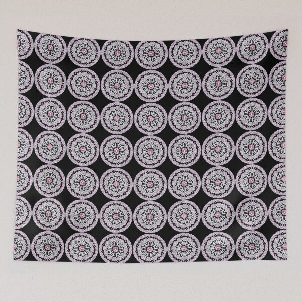 Item preview, Abstract Pastels on Black Round Mandala Design designed and sold by kattakitty.