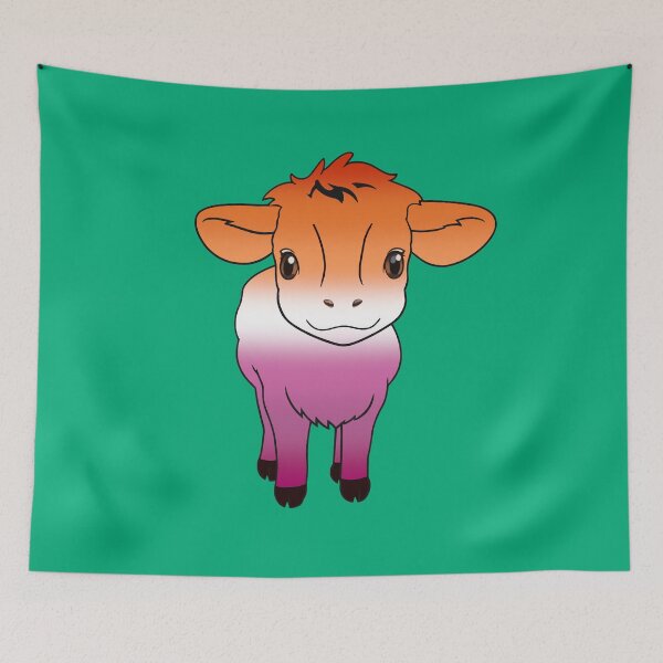 Item preview, Cute Lesbian Pride Flag Cow, Kawaii Lesbian Pride Design designed and sold by Travelslightly.