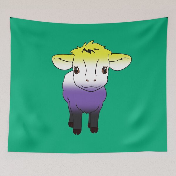 Item preview, Cute Nonbinary Pride Flag Cow, Kawaii Enby Pride Design designed and sold by Travelslightly.