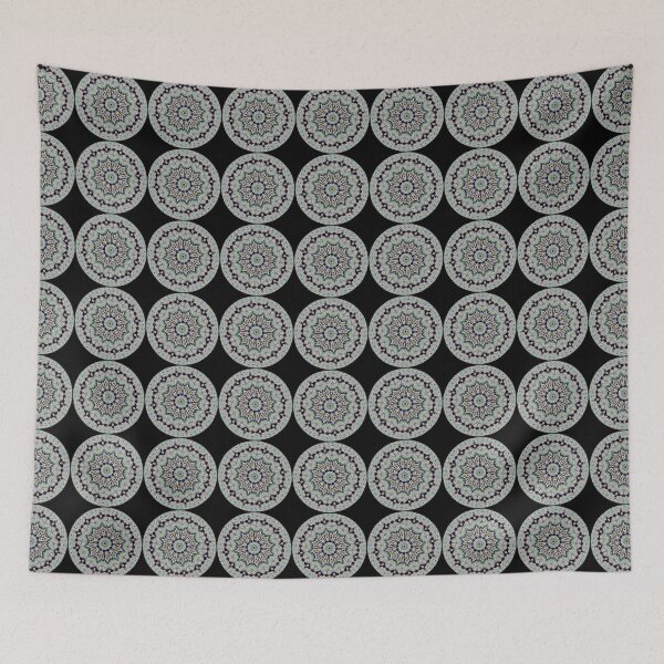 Item preview, Abstract Green Black Round Mandala  designed and sold by kattakitty.