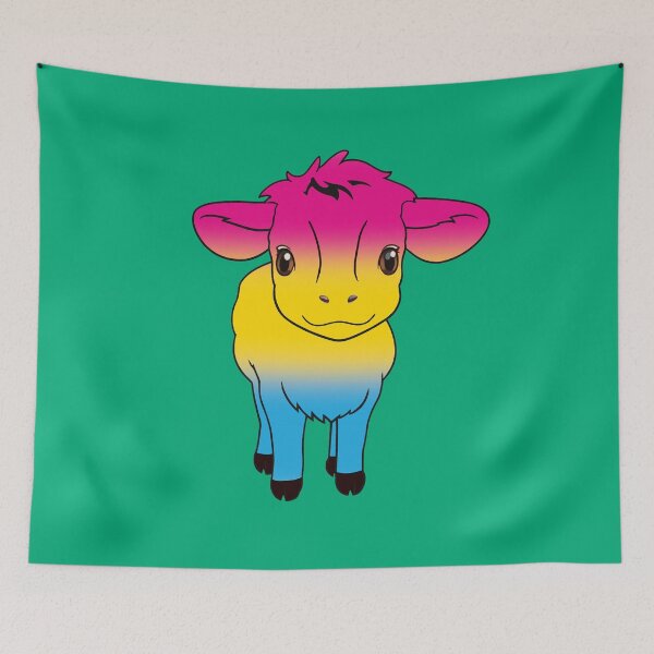 Item preview, Cute Pansexual Pride Flag Cow, Kawaii Pan Pride Design designed and sold by Travelslightly.