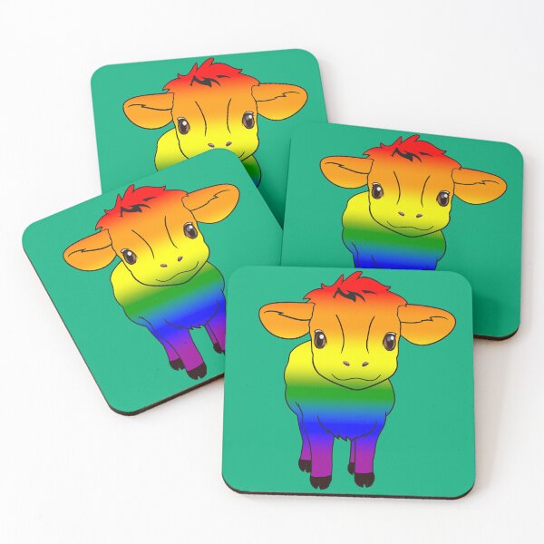 Item preview, Cute LGBTQIA+ Pride Flag Cow, Kawaii Rainbow Pride Design designed and sold by Travelslightly.