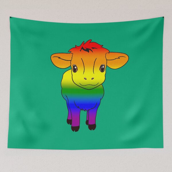 Item preview, Cute LGBTQIA+ Pride Flag Cow, Kawaii Rainbow Pride Design designed and sold by Travelslightly.